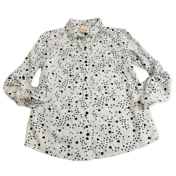 Faded Glory Other - Faded Glory heart Buttondown shirt L10/12